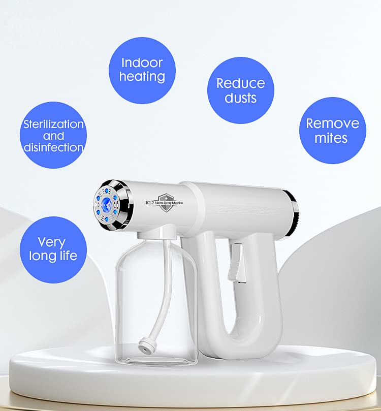 ANODAKN Pet spray disinfection gun Disinfectant Steam Gun Handheld Cordless Rechargeable Nano Atomizer with Blue Light,Large Capacity ULV Electric Sprayer Nozzle Adjustable Fogger for Home, Office,Garden or School