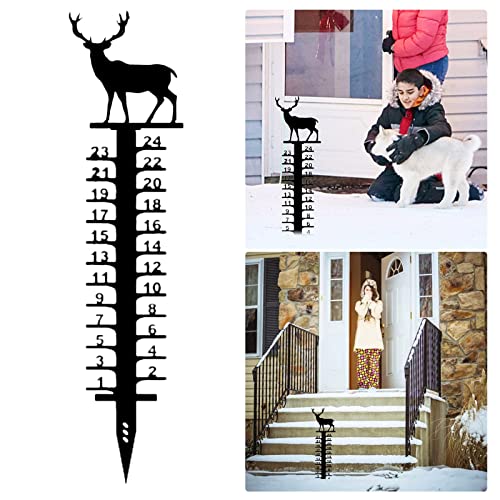 T Post Bracket Vertical Gift 24cm Snowflake Snow Measuring Instrument Snowmobile Snow Measuring Instrument Metal Snow Measuring Ruler Outdoor Garden Ornament Fence Post Bracket (Black, One Size)