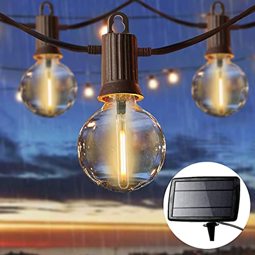 ZOTOYI Solar Outdoor String Lights 50FT Globe String Lights Patio Lights with 24+2 LED Filament Plastic Bulbs, Commercial Waterproof Shatterproof for Backyard Tents Garden Porch Cafe Party