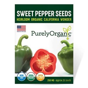 purely organic products purely organic heirloom sweet pepper seeds (california wonder) – approx 35 seeds