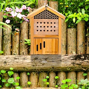 POLLIBEE Mason Bee House Wax Coated Wooden Bee Hotel Waterproof Beehouses