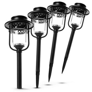 home zone security pathway & garden solar glass lights stainless steel (4-set)
