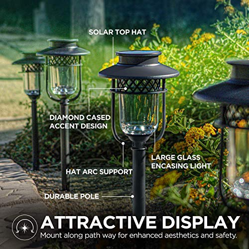 Home Zone Security Pathway & Garden Solar Glass Lights Stainless Steel (4-Set)