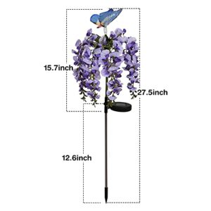 Solar Flowers Lights Outdoor ,Doingart Wisteria Floral Butterfly Solar Lighte with Multi-Color Changing LED Solar Lights for Garden Patio Backyard Pathway Lawn (Purple)
