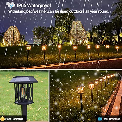 MSMKEJI 6 Pack Solar Light Outdoor Garden Patio Pathway Landscape Lights,IP67 Waterproof Solar Path Lights,Solar Powered Garden Lights for Walkway Yard Backyard Lawn Landscape Decorative