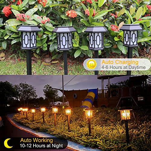 MSMKEJI 6 Pack Solar Light Outdoor Garden Patio Pathway Landscape Lights,IP67 Waterproof Solar Path Lights,Solar Powered Garden Lights for Walkway Yard Backyard Lawn Landscape Decorative