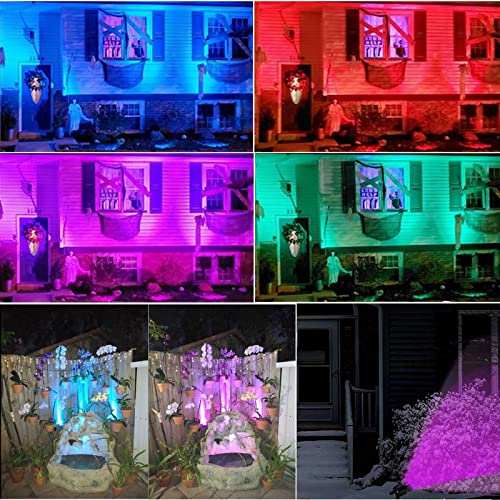 Solar Fountain Lights, RGB Spot Lights for Yard, Color Changing Pond Lights, IP68 Waterproof Underwater Spotlights Outdoor Landscape Lights for Halloween House Garden Pathway Tree Flag, 4 Lights