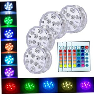 Muzrunq Submersible LED Lights Multicolor RGB 10LEDs Waterproof Underwater Lights Base Garden Swimming Pool Light for Wedding Party Vase Bowl 4Pcs.