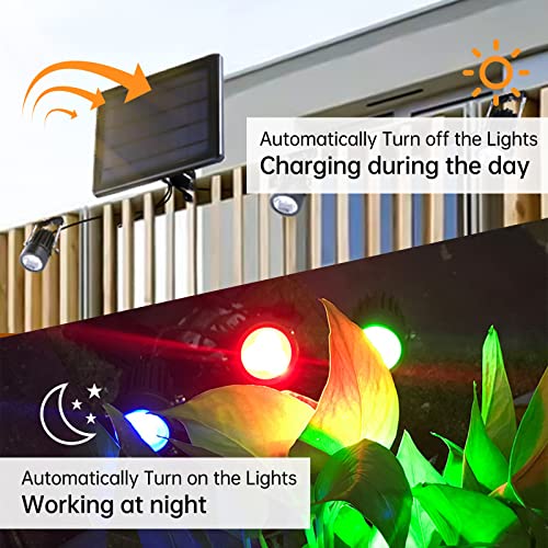 Arclight Solar Christmas Spot Lights RGB Colored Aluminum Outdoor Landscape Spotlights IP65 Waterproof Colorful LED Lighting Decorations for Garden Yard Patio Pathway House