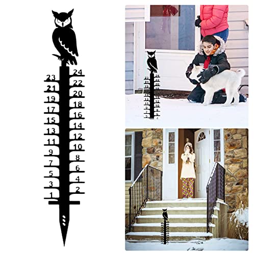 Gift 24cm Snowflake Snow Measuring Instrument Snowmobile Snow Measuring Instrument Metal Snow Measuring Ruler Outdoor Garden Ornament Water Pinball (Black, One Size)