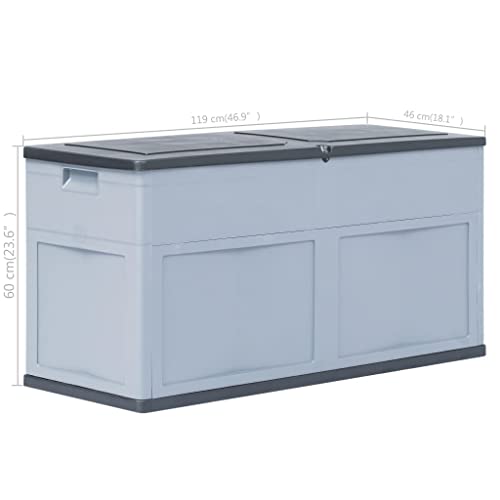 INLIFE 84.5 Gal Garden Storage Deck Box,Waterproof Outdoor Storage Box Storage Cabinet Plastic Garden Organizer For Patio,Lawn,Backyard Outdoor Bench With Storage Gray 46.9"x 18.1"x 23.6"