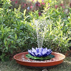 Yhjh Solar Waterscape Garden Floating Flower Fountains for Bird Bath, Fish Tank, Pool Inflatable Swimming Pool Toys (Blue, One Size)