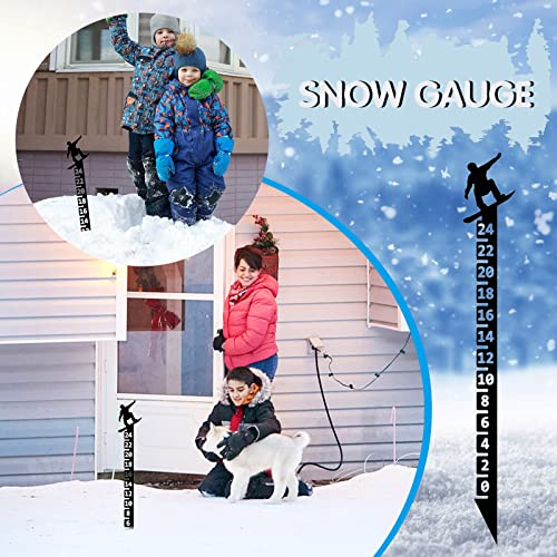 Gift 24cm Snowflake Snow Measuring Instrument Snowmobile Snow Measuring Instrument Metal Snow Measuring Ruler Outdoor Garden Ornament String Line Leveler (Black, One Size)