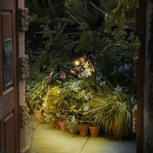 Solar Watering Can with Fairy Lights Garden Decor Watering Can Lights for Patio Path Tree Lawn Patio Path, Solar Fairy Garden LED, Outdoor String Lights, Star Shower Garden Lights (with Shepherd Hook)