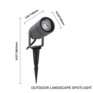 DAWALIGHT Outdoor Spot Light, Landscape Lighting 6W Spotlight for Yard, Replaceable GU10 Bulb 110V 3000K IP65 Waterproof, Aluminum, 5ft Cable Garden Patio Driveway House