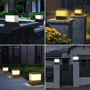 LINQELLY Solar Post Cap Light, 4x4 5x5 6x6 Solar Post Cap Outdoor, IP65 Waterproof Fence Deck Post Cap Lights Solar Powered 3 Modes Solar Post Light for Deck Garden Patio Fence 2 Pack