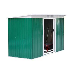 9′ x 4′ outdoor rust resistant metal garden vented storage shed – green
