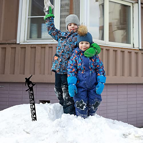 Gift 24cm Snowflake Snow Measuring Instrument Snowmobile Snow Measuring Instrument Metal Snow Measuring Ruler Outdoor Garden Ornament Barb Wire Fence Holder (Black, One Size)