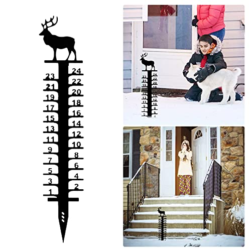 Gift 24cm Snowflake Snow Measuring Instrument Snowmobile Snow Measuring Instrument Metal Snow Measuring Ruler Outdoor Garden Ornament Digital Depth Gauge Drill Press (Black, One Size)