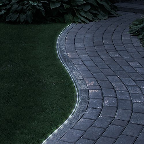 Pure Garden Solar Powered LED Rope Lights – 32 FT Strand with 100 White Bulbs, Steady or Twinkle Mode – Outdoor Patio, Landscape, and Garden Décor