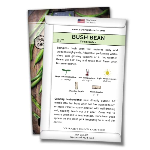 Sow Right Seeds - Bean Mix Seed Collection for Planting - Individual Packets Kentucky Wonder, Henderson Lima and Contender Bush Beans, Non-GMO Heirloom Seeds to Plant an Outdoor Home Vegetable Garden