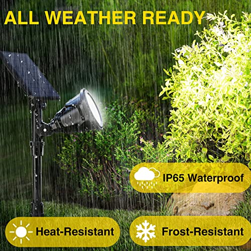 ROSHWEY Solar Spot Lights Outdoor, 600LM Solar Flood Lights Waterproof Solar Spotlight for Driveway Backyard Patio Landscape Deck Garage (Cool White, 2 Pack)