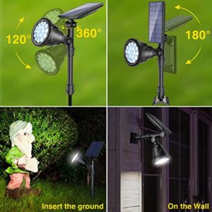 ROSHWEY Solar Spot Lights Outdoor, 600LM Solar Flood Lights Waterproof Solar Spotlight for Driveway Backyard Patio Landscape Deck Garage (Cool White, 2 Pack)