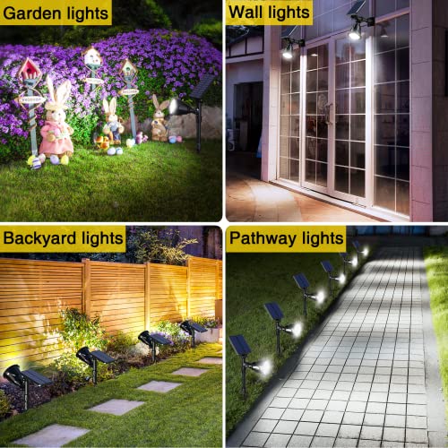 ROSHWEY Solar Spot Lights Outdoor, 600LM Solar Flood Lights Waterproof Solar Spotlight for Driveway Backyard Patio Landscape Deck Garage (Cool White, 2 Pack)