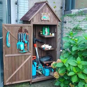 MUWIZ Outdoor Storage Shed, Storage Shed and Tool Shed Outdoor Storage Shed, Wooden Garden House Tool Box Farm Implement Storage Room Sundries Storage Cabinet