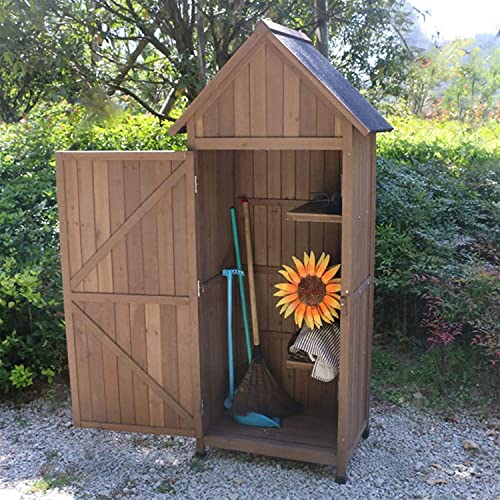 MUWIZ Outdoor Storage Shed, Storage Shed and Tool Shed Outdoor Storage Shed, Wooden Garden House Tool Box Farm Implement Storage Room Sundries Storage Cabinet