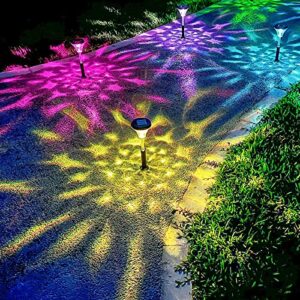 arzerlize solar pathway lights, bright dynamic/color changing garden solar lights outdoor waterproof ip67 solar powered led path lights for yard landscape walkway lawn ground decorative 2 pack