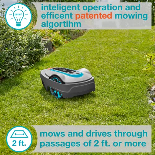 GARDENA 15001-41 SILENO City - Automatic Robotic Lawn Mower, with Bluetooth app and Boundary Wire, one of The quietest in its Class, for lawns up to 2700 Sq Ft, Made in Europe, Grey