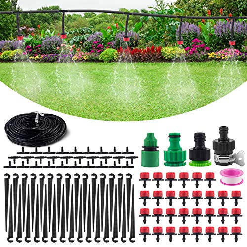 MSDADA 82ft Drip Irrigation Kits Garden Irrigation Accessories, Plant Watering System with 1/4” Blank Distribution Tubing Hose,DIY Plant Garden Hose Watering Kit (Red)