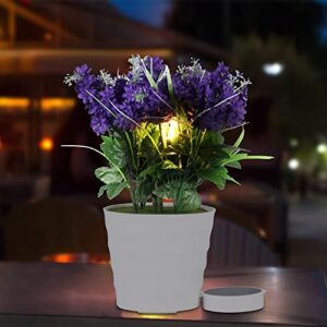 ufunda outdoor solar flower lights with pot, landscape pathway decorative led lights, uv resistant lavender solar lights outdoor waterproof for garden decor, lawn, patio,courtyard, sidewalk(lavender)