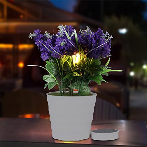 UFUNDA Outdoor Solar Flower Lights with Pot, Landscape Pathway Decorative LED Lights, UV Resistant Lavender Solar Lights Outdoor Waterproof for Garden Decor, Lawn, Patio,Courtyard, Sidewalk(Lavender)