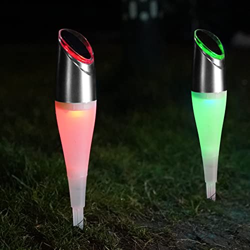 4 Pack Outdoor Solar Path Lights Decorative Garden Lawn Lamp RGB Auto Color Conversion Auto On/Off 2 Modes Colorful Yard Landscape Lighting Waterproof (4 Pcs)