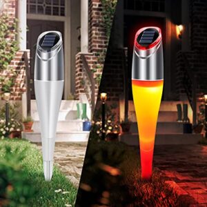 4 pack outdoor solar path lights decorative garden lawn lamp rgb auto color conversion auto on/off 2 modes colorful yard landscape lighting waterproof (4 pcs)