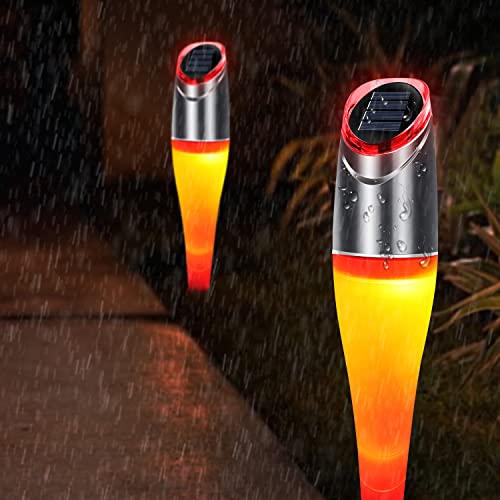 4 Pack Outdoor Solar Path Lights Decorative Garden Lawn Lamp RGB Auto Color Conversion Auto On/Off 2 Modes Colorful Yard Landscape Lighting Waterproof (4 Pcs)