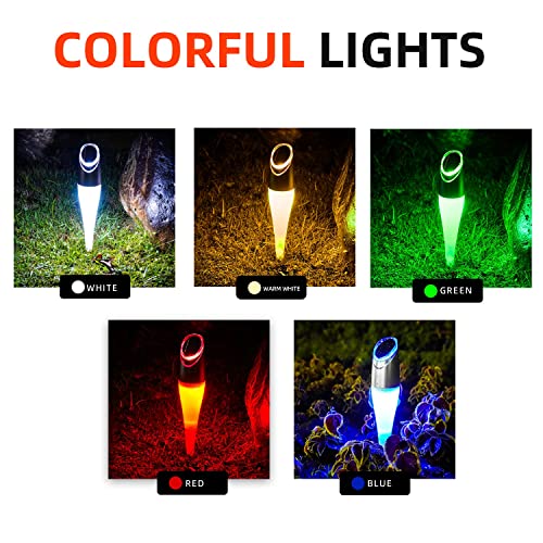 4 Pack Outdoor Solar Path Lights Decorative Garden Lawn Lamp RGB Auto Color Conversion Auto On/Off 2 Modes Colorful Yard Landscape Lighting Waterproof (4 Pcs)