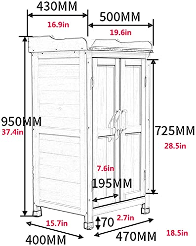 MUWIZ Outdoor Storage Shed, Storage Shed and Tool Shed Garden Storage Shed Small 3 Tier Fir Wood Locker Patio Tool Locker Locker Tool Locker Lawn Care Equipment