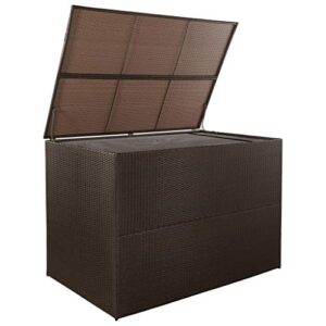 canditree outdoor storage box poly rattan, garden patio storage container for pillows cushions (brown)