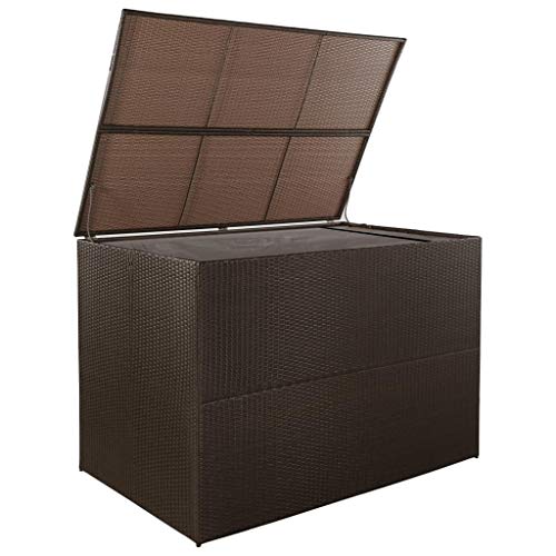 Canditree Outdoor Storage Box Poly Rattan, Garden Patio Storage Container for Pillows Cushions (Brown)