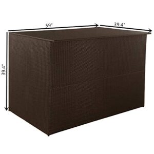 Canditree Outdoor Storage Box Poly Rattan, Garden Patio Storage Container for Pillows Cushions (Brown)