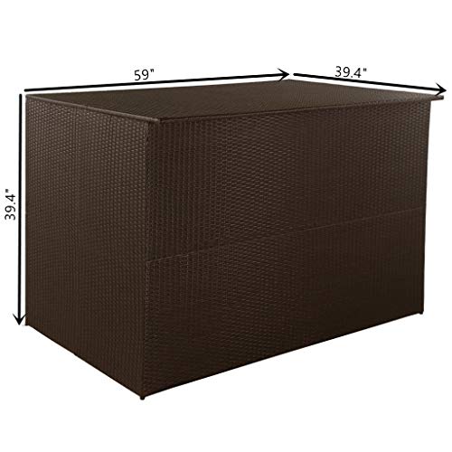 Canditree Outdoor Storage Box Poly Rattan, Garden Patio Storage Container for Pillows Cushions (Brown)