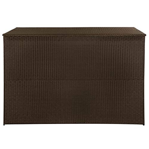 Canditree Outdoor Storage Box Poly Rattan, Garden Patio Storage Container for Pillows Cushions (Brown)