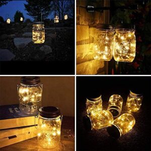 SunKite Solar Mason Jar Lights, 12 Pack 30 LED Waterproof Fairy Firefly Jar Lids String Lights with Hangers(NO Jars), Patio Yard Garden Wedding Decoration - Warm White