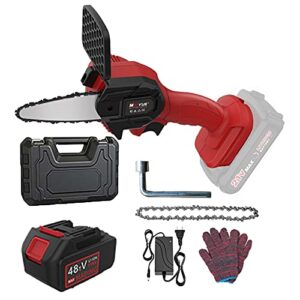 4-inch portable rechargeable 6000mah battery cordless power chain saw, for farming tree limbs, garden pruning, bonsai trunk, and firewood