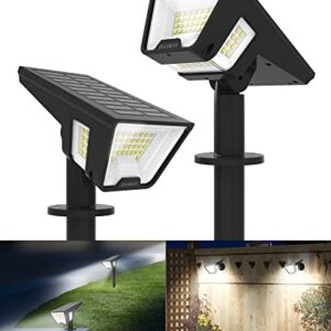 HAARAY Solar Spot Lights Outdoor 4 Sided Lighting Angle Landscape Lights, IP66 Waterproof, Auto On/Off, 3 Brightness Levels, 58 LED Solar Outdoot Lights for Yard Porch Garden, Cool White, 2 Pack