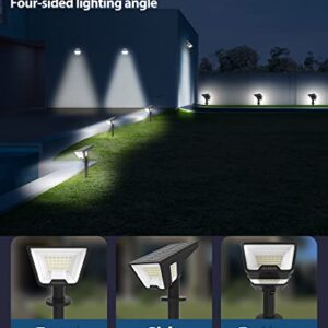 HAARAY Solar Spot Lights Outdoor 4 Sided Lighting Angle Landscape Lights, IP66 Waterproof, Auto On/Off, 3 Brightness Levels, 58 LED Solar Outdoot Lights for Yard Porch Garden, Cool White, 2 Pack