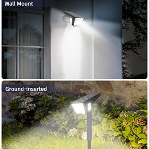 HAARAY Solar Spot Lights Outdoor 4 Sided Lighting Angle Landscape Lights, IP66 Waterproof, Auto On/Off, 3 Brightness Levels, 58 LED Solar Outdoot Lights for Yard Porch Garden, Cool White, 2 Pack